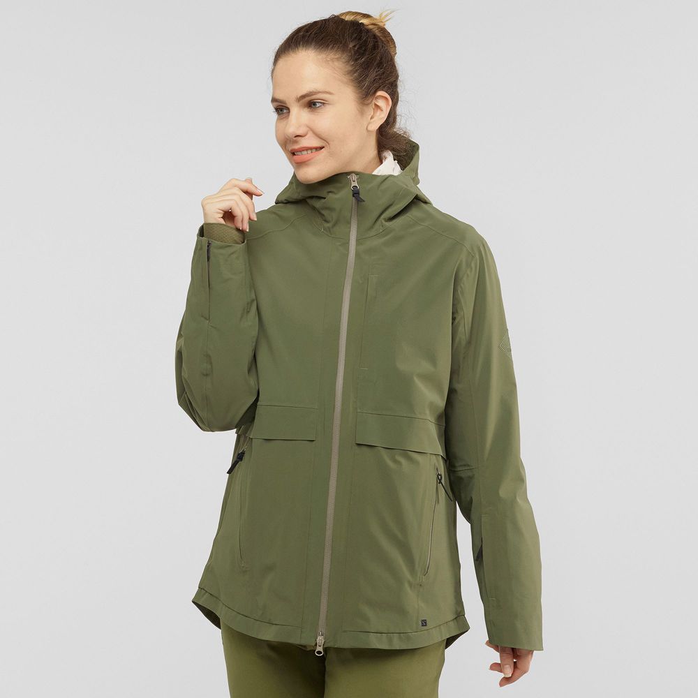 SALOMON OUTLAW 3IN1 W Philippines - Women's Ski Jackets - Olive | 572184-ZLT